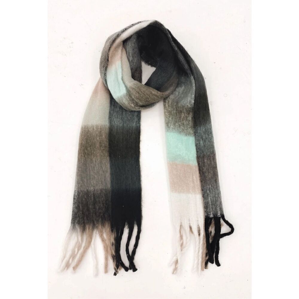 Mint green and black oversized scarf